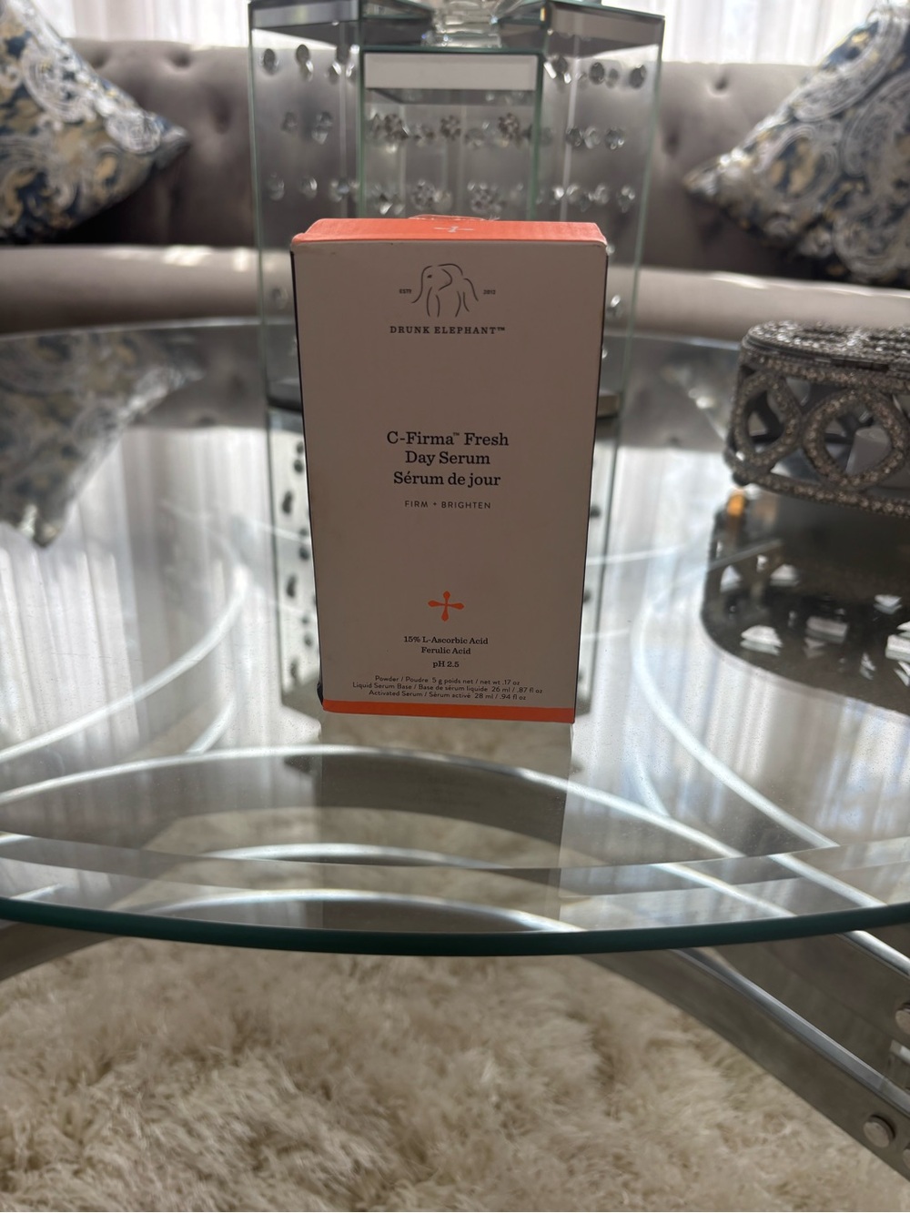 Drunk Elephant C-Firma Day Serum Box - White and Orange Accents